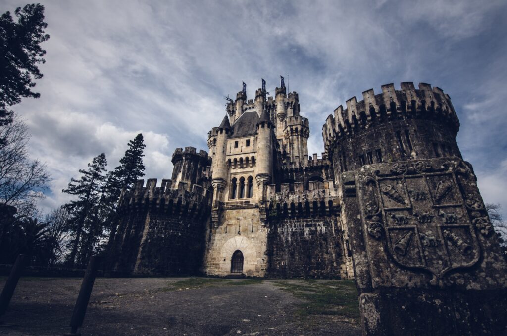 The castle of Butron in Karrika, Bizkaia, Spain